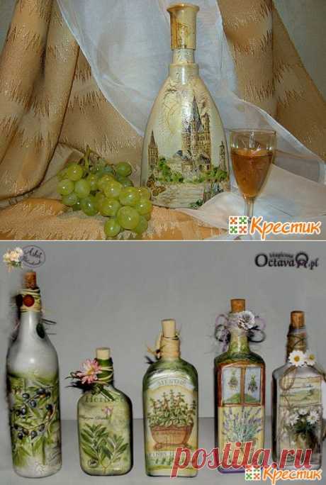 Декупаж бутылок: мастер класс от А до Я