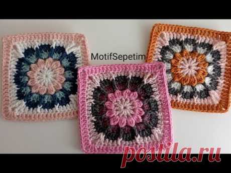 Örgüleriniz için Bir Motif Örneği daha👏 Easy Crochet Square - Örgü Modelleri-Motif Modelleri