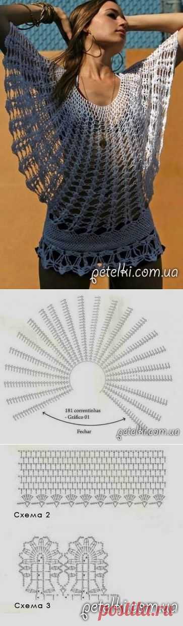 Вязаная туника-сетка. Схема, выкройка