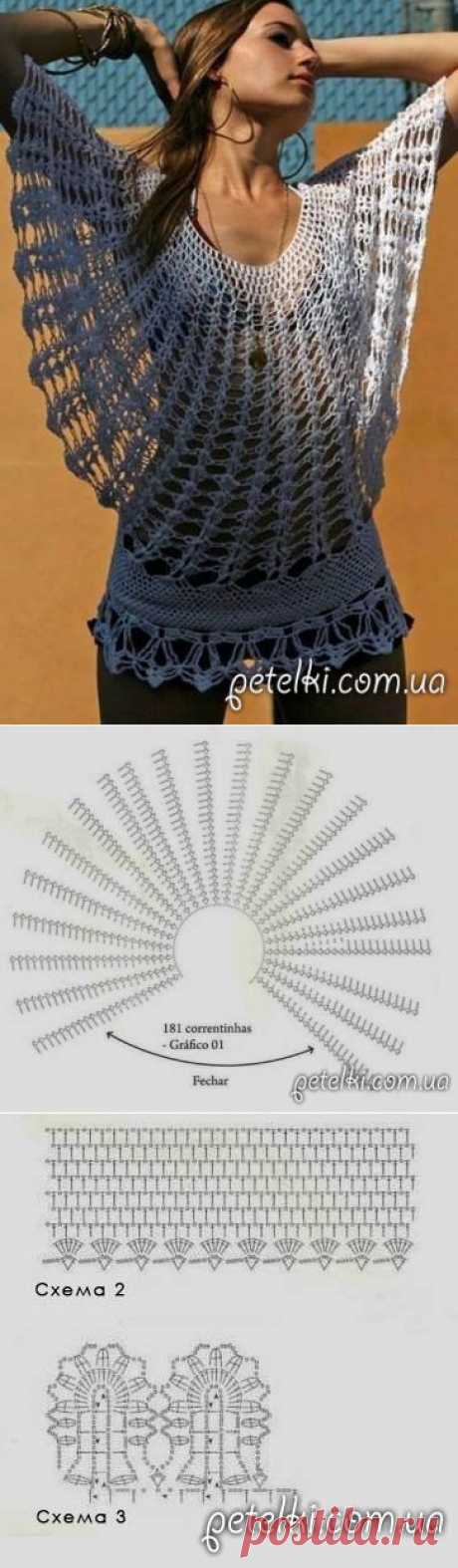 Вязаная туника-сетка. Схема, выкройка