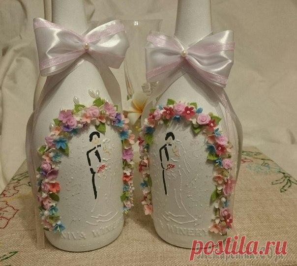 Свадебные бутылки и бокалы....продолжение