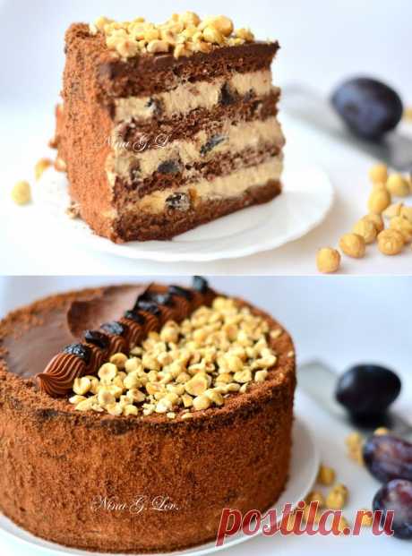 With love, taste and beauty... : Шоколадный торт с &quot;пьяным&quot; черносливом и карамельно-сливочным кремом
