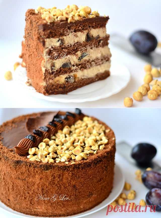 With love, taste and beauty... : Шоколадный торт с "пьяным" черносливом и карамельно-сливочным кремом