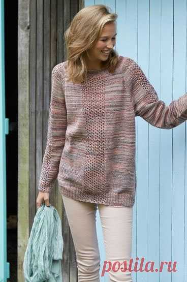 Женские объемные пуловеры из меланжевой пряжи спицами – 3 схемы вязания с описанием
