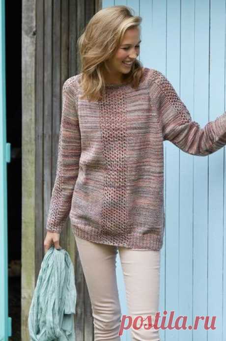 Женские объемные пуловеры из меланжевой пряжи спицами – 3 схемы вязания с описанием