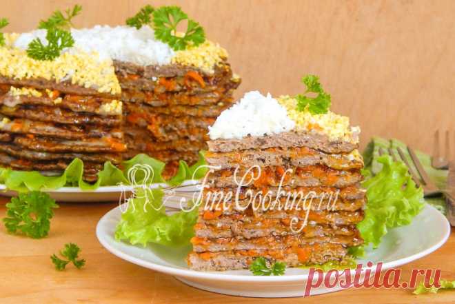 Печеночный торт из куриной печени - рецепт с фото