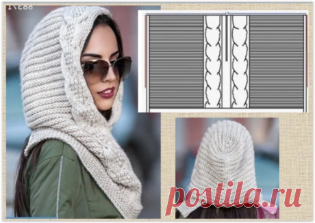 Актуальный и модный капор спицами - схемы и описания вязания!