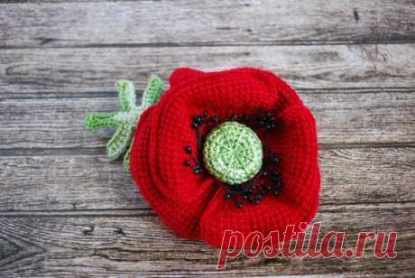 poppy brooch crochet flower brooch red poppy brooch flower | Etsy