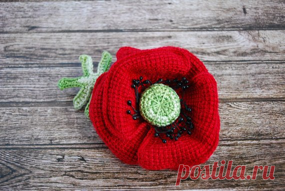 poppy brooch crochet flower brooch red poppy brooch flower | Etsy