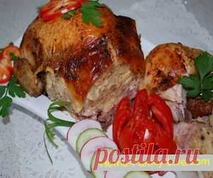 Курица фаршированная блинами - пошаговый фоторецепт -Кулинарные рецепты