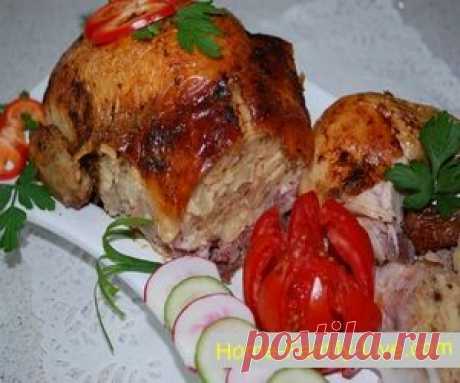 Курица фаршированная блинами - пошаговый фоторецепт -Кулинарные рецепты