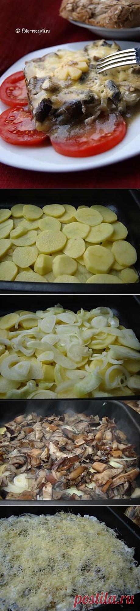 Картофель с грибами под сметаной и сыром, запеченный в духовке - Рецепты с фото пошагового приготовления на Фото-Рецепты. ру