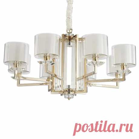 Люстра подвесная на 8 стаканов, цоколь E14+Led, цвет золото