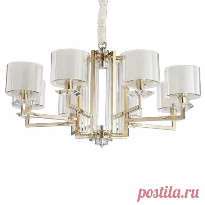 Люстра подвесная на 8 стаканов, цоколь E14+Led, цвет золото