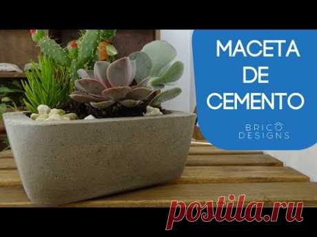 Como hacer una maceta de cemento | DIY concrete planter