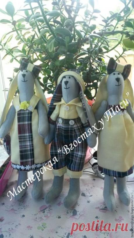 Купить Заяц Тильда. - комбинированный, тильда, заяц, интерьер, инрушка, подарок, лён, набивная