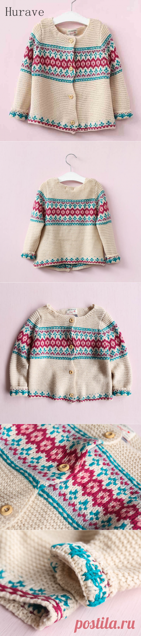 Hurave 2017 свитер для девочки волна детская одежда принт вязаный кардиган, свитер Infantil одежда купить на AliExpress
