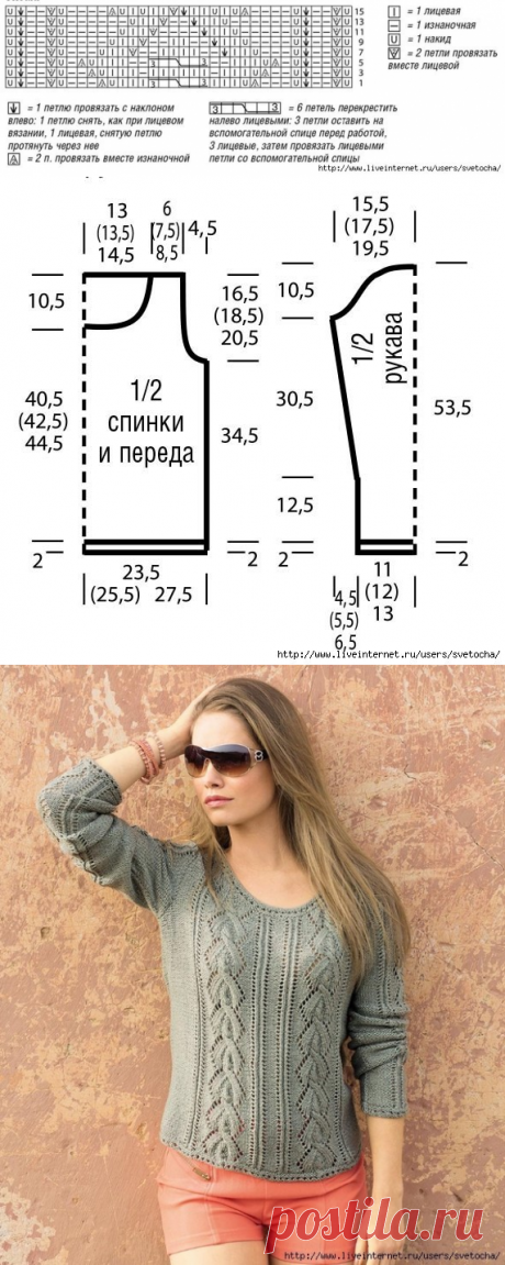Пуловер с ажурными косами — Сделай сам, идеи для творчества - DIY Ideas