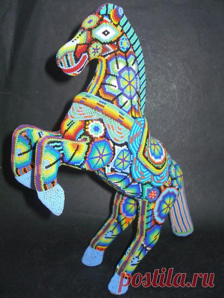 Большой Уичоль Дерево Лошадь - Латинский - Мексиканская народного искусства Ремесло