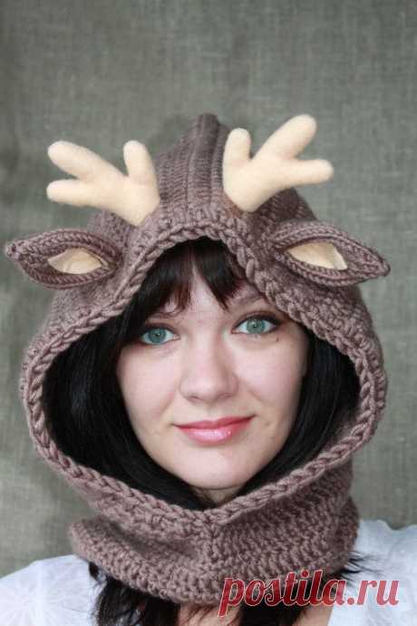 Deer Hat Deer Hoodie Deer Cowl Animal Hat от MiraculousForest