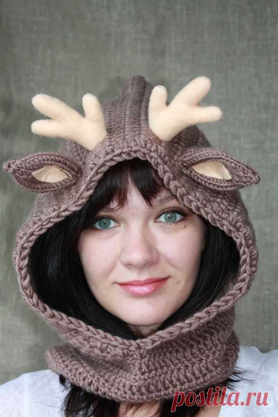 Deer Hat Deer Hoodie Deer Cowl Animal Hat от MiraculousForest