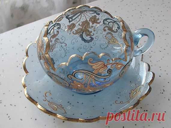 Antique 1930's Royal Paragon china flower handle tea cup and saucer set, hand…