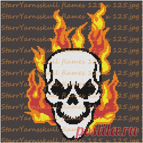 Flame Skull Crochet Graph Pattern | Etsy
