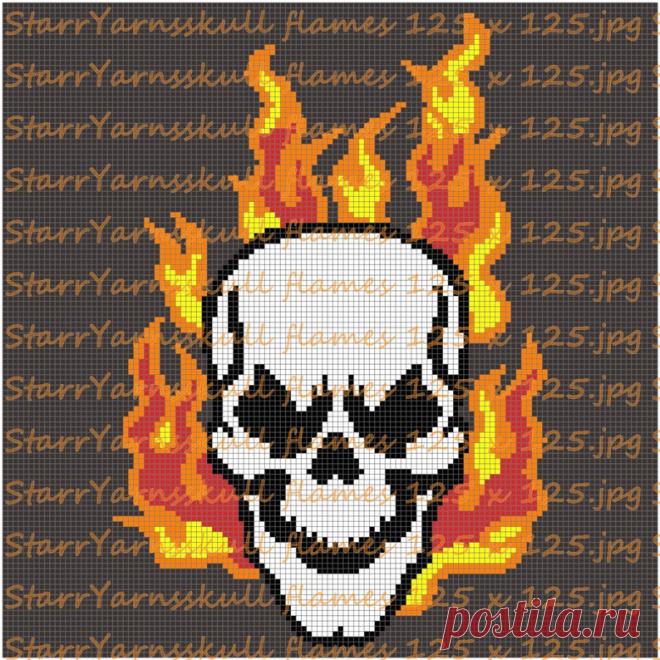 Flame Skull Crochet Graph Pattern | Etsy