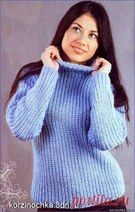 Связать голубой женский свитер просто - 6 Октября 2012 - Вязание спицами, модели и схемы для вязания на спицах