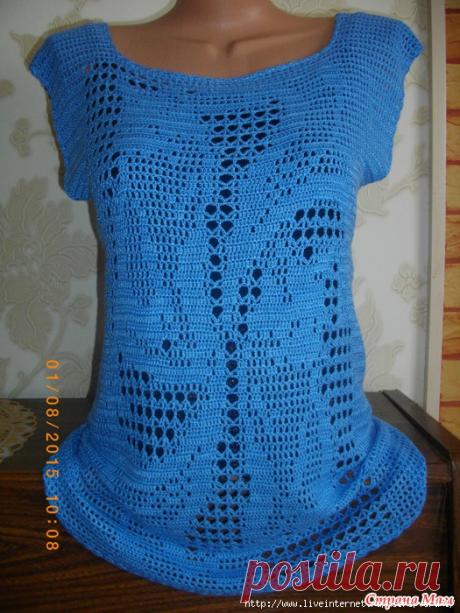 Топ - туника &quot;Котята&quot; (филейное вязание)