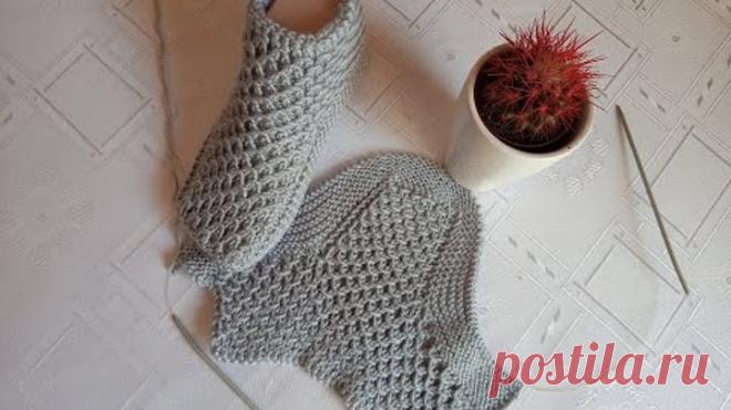 Плетени Терлици - Модел 35 (Knitted Slippers) (Тапочки спицами) (Patik) (Pantufas passo a passo)