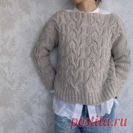 Пост на стене Пуловер с косами  ✨Kareno✨вяжем сверху вниз.Размеры:🧵XS (S, M, L) (XL, 2XL, 3XL, 4XL).