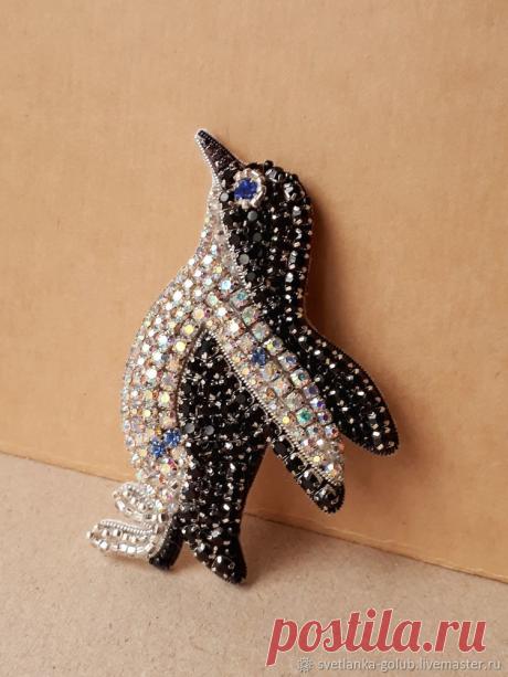 Вышиваем искрящуюся брошь «Пингвин» - Ярмарка Мастеров - ручная работа, handmade