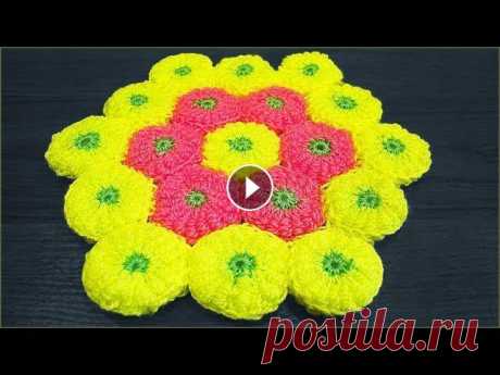 Коврик крючком из мотивов витыми столбиками. Вязание коврика крючком. Главные секреты: накиды делать слабо, придерживать их пальцами не туго, чтобы образовалось пространство между накидами и крючком, и рабочей нити дать ...