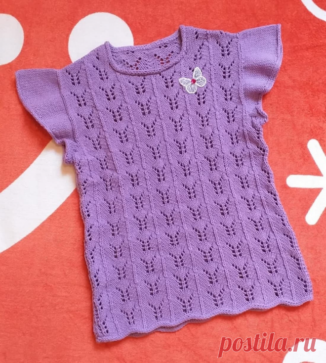 Маечка с крылышками спицами - KNITTLY.ART