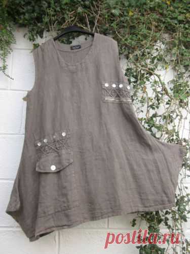 Quirky sarah santos tunic top bnwt mocha 42" bust lagenlook ethnic boho