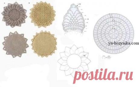 Коврик-сидушка крючком для дома. Схема вязания декоративного коврика крючком