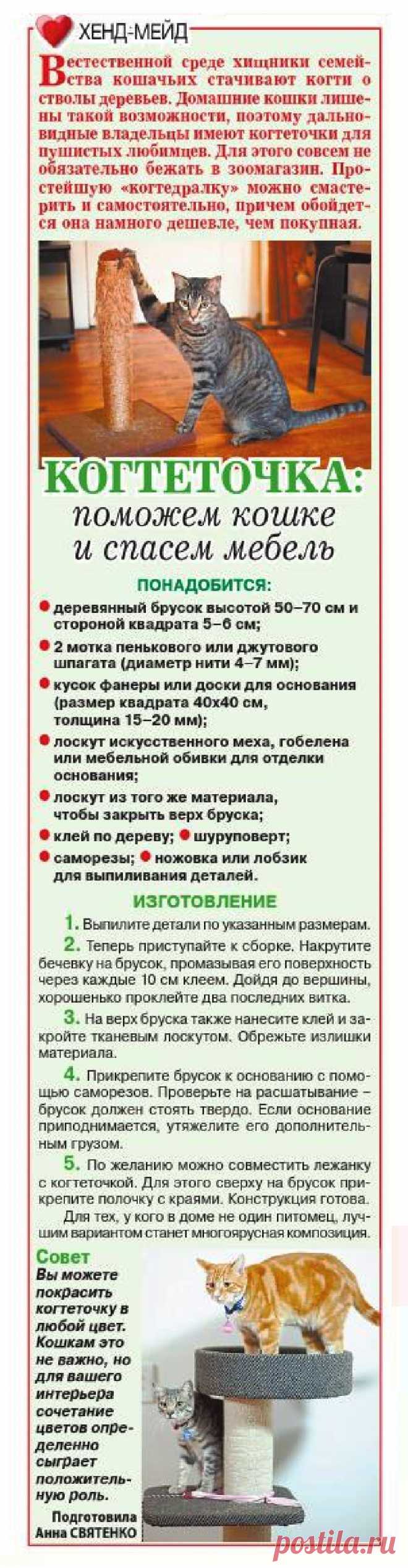Когтеточка для кошки своими руками