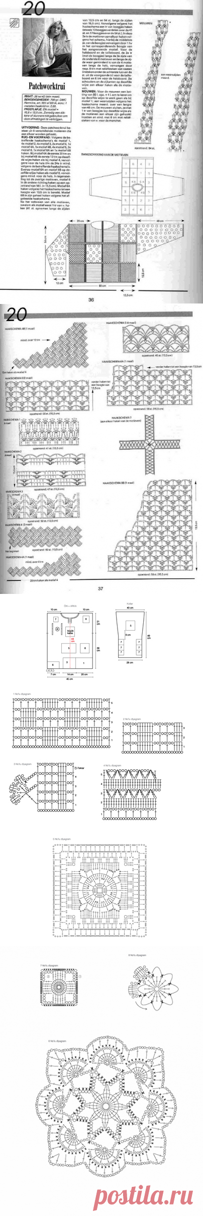 Пуловер в технике "пэчворк".