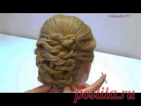 Прическа на выпускной на средние волосы. Свадебная прическа. Prom wedding updo for medium hair - YouTube