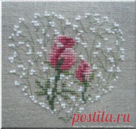 Сердечная нежность - вышивка крестом.