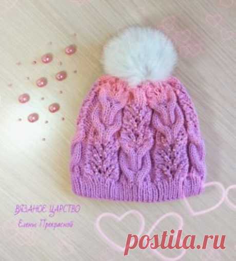 Мне уже приелись эти шапки с косами, поэтому решила сама найти красивенький узор и вот что вышло.  пряжа Alize baby wool в 2 нити.👏👏👏