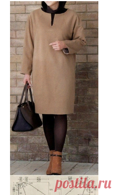 СТИЛЬНОЕ ПЛАТЬЕ ПРЯМОГО СИЛУЭТА: простая выкройка