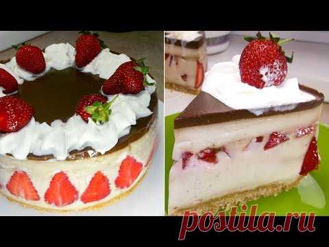 Клубничные рецепты: Торт без выпечки с Клубникой и бананами