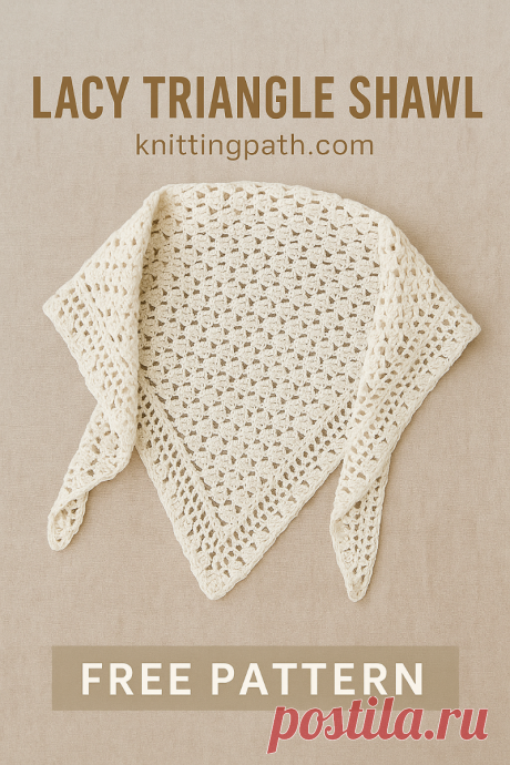 Crochet Lacy Triangle Shawl Pattern (Free Pattern)