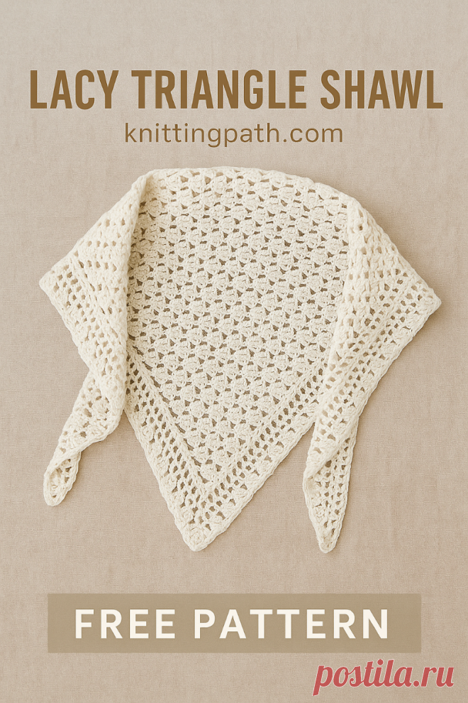 Crochet Lacy Triangle Shawl Pattern (Free Pattern)