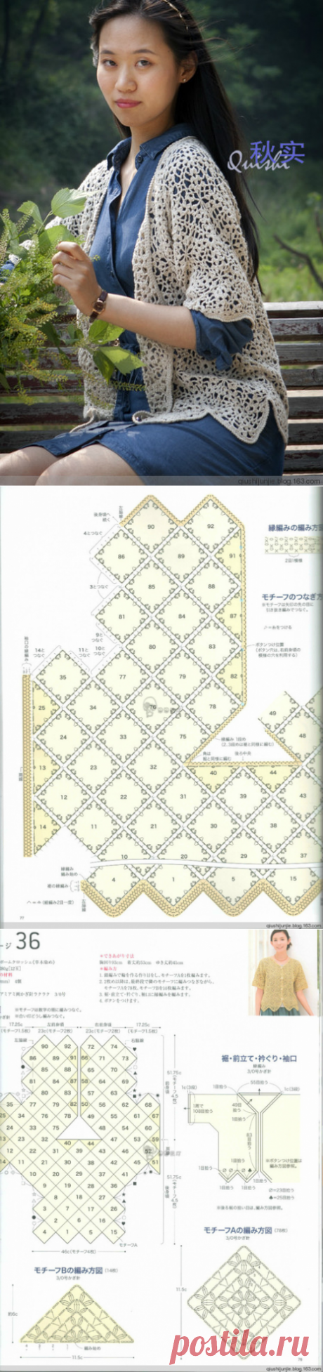Летний жакет без застежки крючком. Связать жакетик для лета |