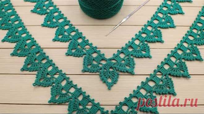 УГЛОВАЯ ажурная КАЙМА простое ВЯЗАНИЕ КРЮЧКОМ для начинающих Crochet Border for Doily Tablecloth