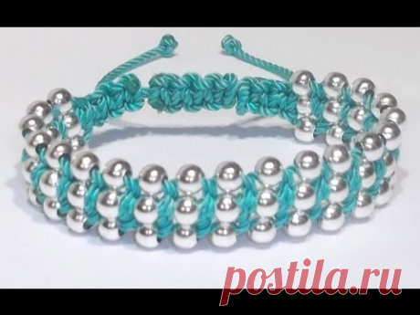 TUTORIAL DIY COMO HACER UNA PULSERA DE TIPO SHAMBALA CON TRIPLE FILA DE CUENTAS PLATEADAS