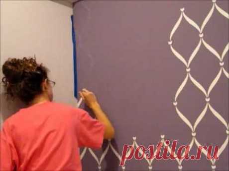 Rose'sRoom: Stenciling my wall - YouTube